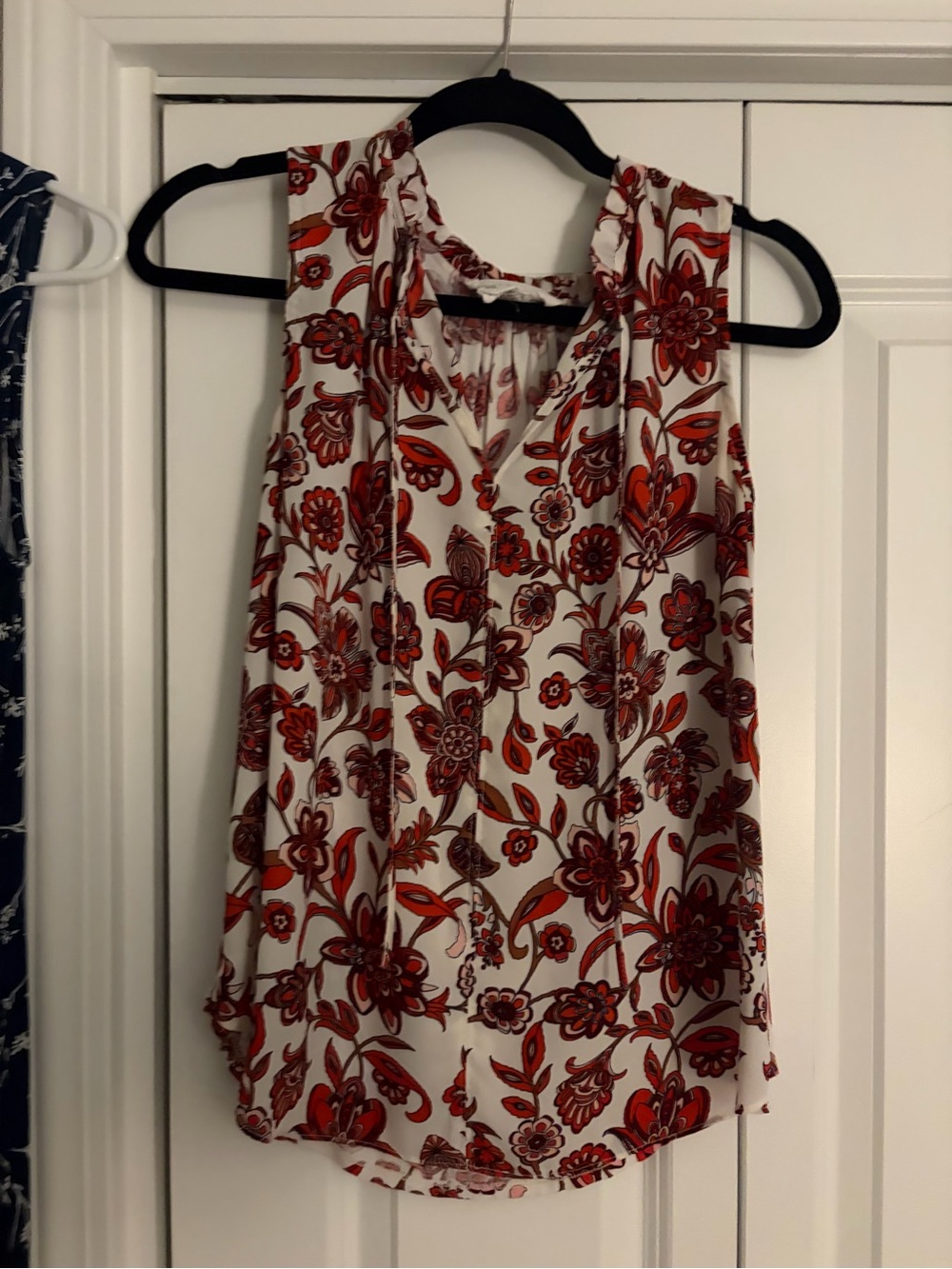 Workshop Republic Clothing Red Floral Tie-Neck Sleeveless Camisole